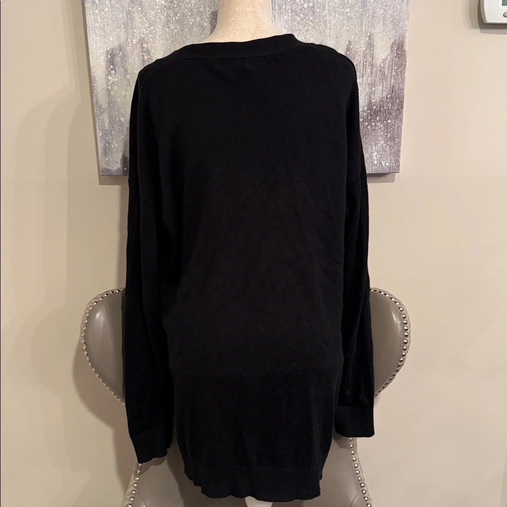 Michael Kors Black Button-Up Cardigan with Leather Pockets